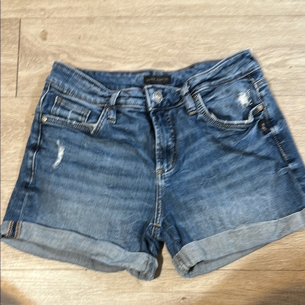 Silver Jeans Blue Jean Shorts with Cuffed Hem and Stretch